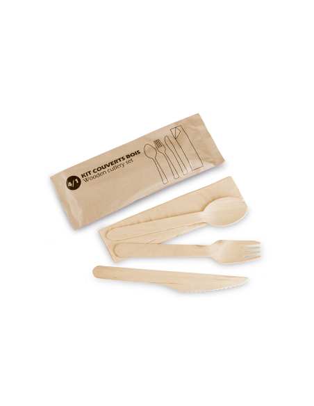 Kit couverts 4/1 - Bois - ref : 153190