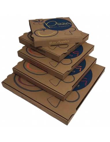 Boite pizza america 31x31x3.5 kraft décor bleu - Conditionné par 100