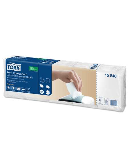 Serviette ouate tork blanc 2pli n4 8*5*100 ecolabel 15840