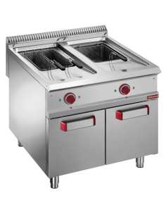 Friteuse électrique 2 cuves 18 lit. sur meuble fermée