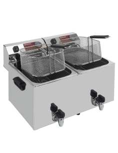 Friteuse de table électrique 2x 10 litres + robinet de vidange 2