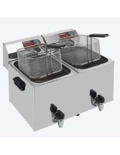 Friteuse de table électrique 2x 8 litres + robinet de vidange 2