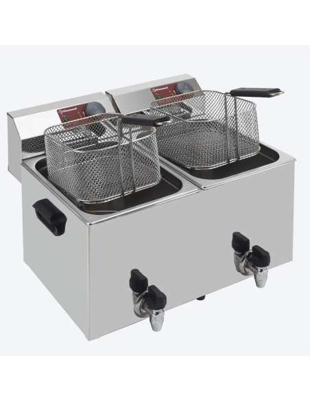 Friteuse de table électrique 2x 8 litres + robinet de vidange