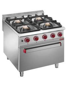 Fourneau 4 feux sur four gaz GN 2/1