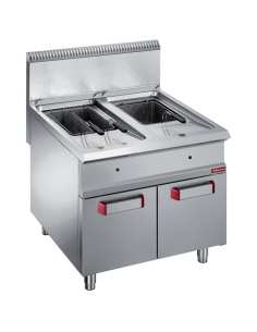 Friteuse gaz 2 cuve 18 lit. (2x 18 kW) sur meuble fermé