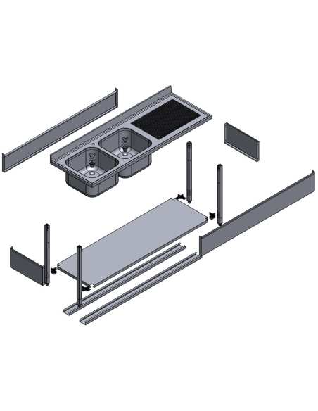 Plonge 1 cuve et 1 égouttoir à gauche, avec piétement