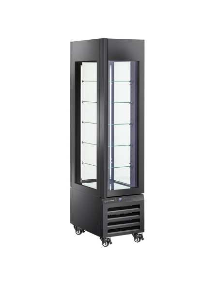 Vitrine "FULL vitrée" 260 Lt., 5 niveaux en verre, ventilée - ICE CREAM & PASTRY - NOIR