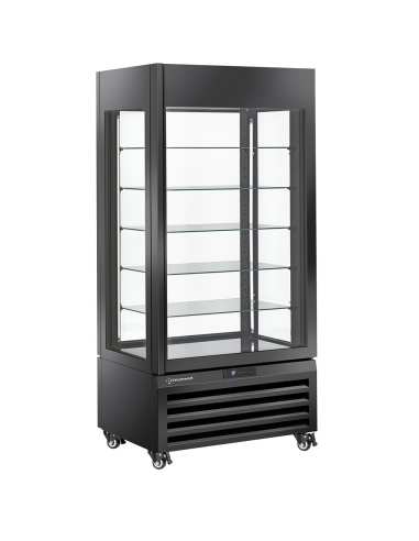 Vitrine "FULL vitrée" 600 Lt., 5 niveaux en verre, ventilée - CHOCOLATE - NOIR