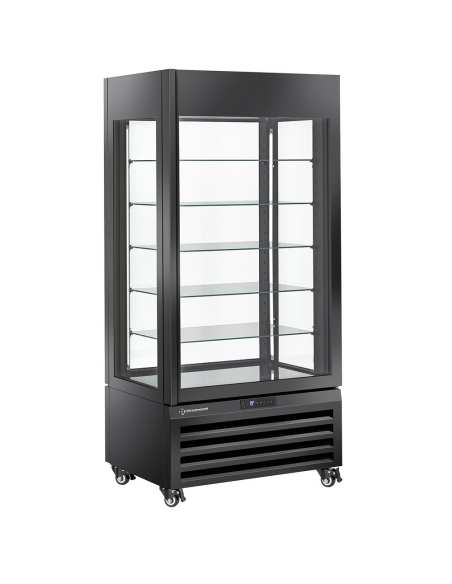 Vitrine "FULL vitrée" 600 Lt., 5 niveaux en verre, ventilée - CHOCOLATE - NOIR