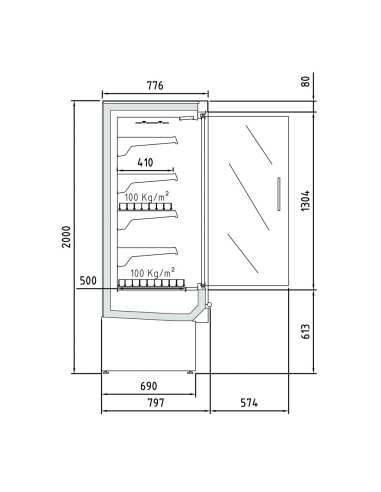 Mural réfrigéré, ventilé avec groupe