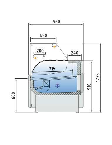 Comptoir vitrine ventilé, avec réserve - NOIR