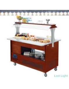 Buffet - Salad bar réfrigéré, 4x GN 1/1-150 (Bois Acajou)