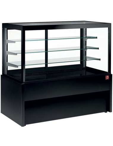 Comptoir vitrine panoramique, ventilé, 4 niveaux, sans réserve - NOIR