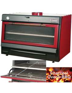 Four-BBQ à charbon, GN 2/1 + GN1/1 (150 Kg/h)/Noir