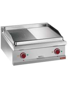 Plaque cuisson élec., 1/2 lisse 1/2 rainurée, chrome dur, mod. 1/1  -TOP-