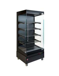 Vitrine chauffante,  libre-service, avec porte vitrée, sur roues - FULL BLACK