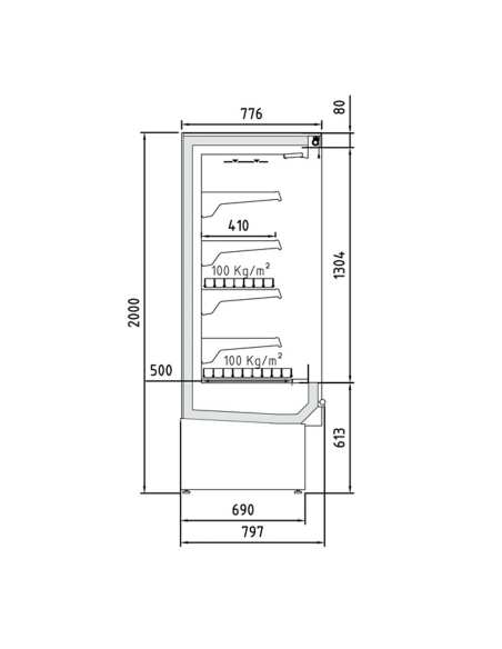 Mural réfrigéré, ventilé avec groupe