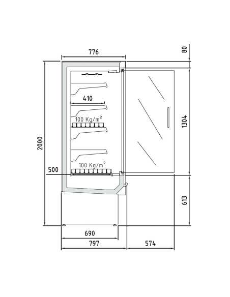 Mural réfrigéré, ventilé avec groupe