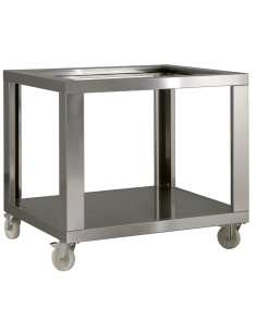 Support en acier "simili inox" x GL4/33, avec roues, 2 avec freins