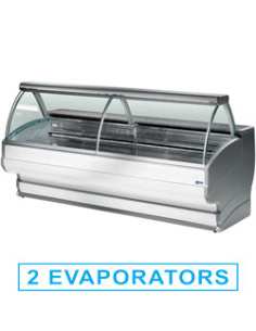 Comptoirs vitrine réfrigérés à vitre bombée, avec réserve