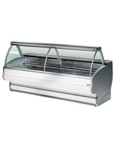 Comptoirs vitrine réfrigérés à vitre bombée, avec réserve