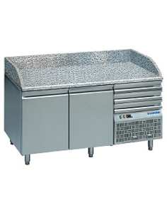 Table frigo 2 portes 600x400, 2 tiroirs neutres (4x bacs 600x400)