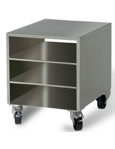 Meuble inox pour machine sous-vide, sur roues, démontable