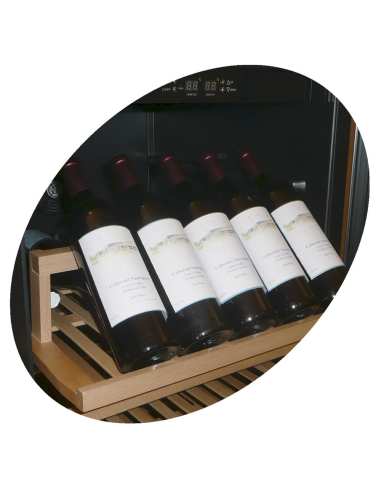 Vitrine cave a vins, ventilée, 375 Lt., porte en acier inox, 2 T°, BLACK