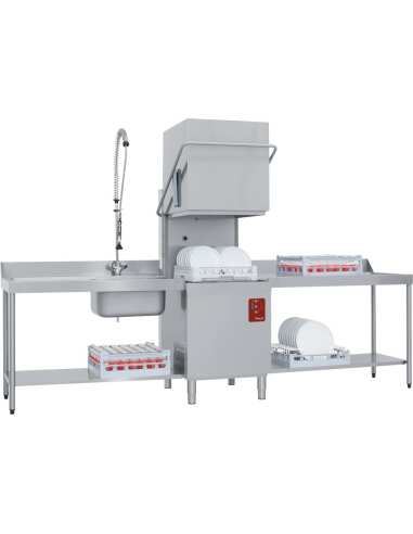 Lave-vaisselle capot, panier 500x500 mm +Break Tank + Adoucisseur en continu