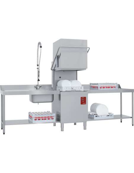 Lave-vaisselle capot, panier 500x500 mm +Break Tank + Adoucisseur en continu