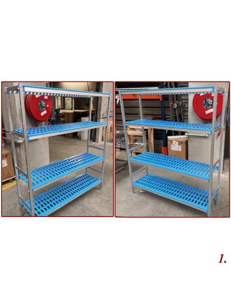 Rayonnage linéaire en aluminium anodisé 4 niveaux "Modular Rack"