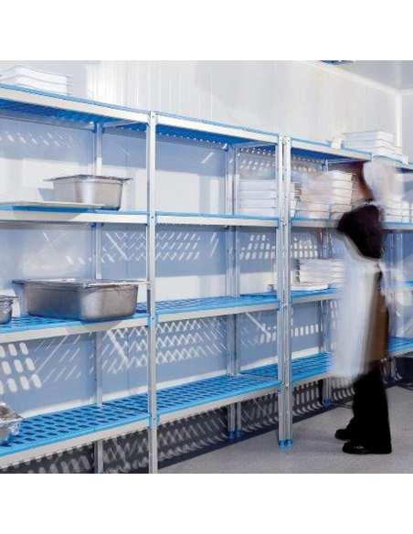 Rayonnage linéaire en aluminium anodisé 4 niveaux "Modular Rack"