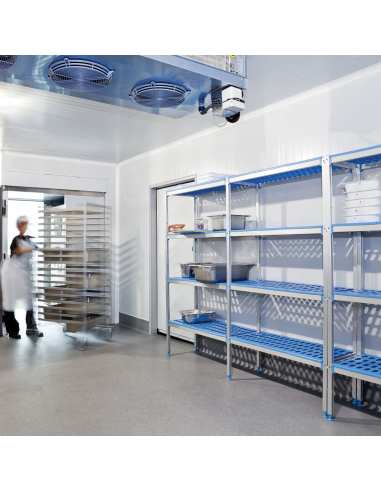 Rayonnage linéaire en aluminium anodisé 4 niveaux "Modular Rack"