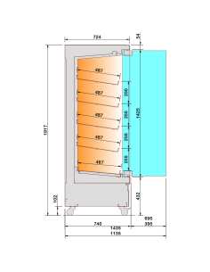 Vitrine chauffante,  libre-service, avec porte vitrée, sur roues - FULL BLACK 2