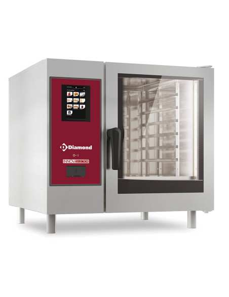 Four électrique "TOUCH" vapeur boiler et convection 6xGN1/1+ Cleaning + Support avec structure à platines, fours 6 & 10x GN 1/1