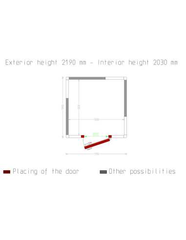 Chambre ISO 80, dim. int. 1830 x 1830 xh 2030 mm  (6,8 m³)