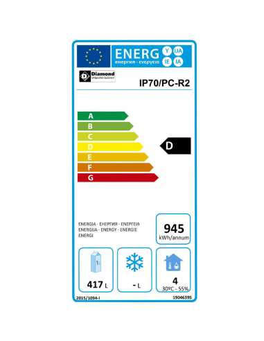 Armoire frigorifique EN 600x400, ventillé/statique 1 porte