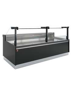 Comptoir ventilé, avec réserve, vitre verticale 90° avec relevage à piston - FULL BLACK