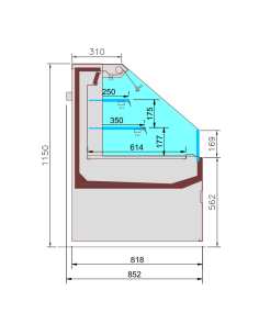 Meuble semi-mural réfrigéré, libre-service, ouvert - NOIR 2