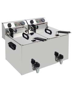 Friteuse de table électrique 2x 10 litres + robinet de vidange