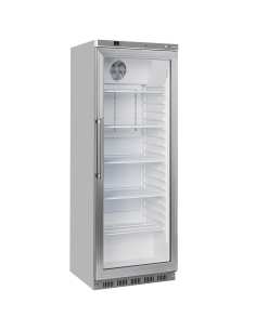 Armoire frigorifique, porte vitrée, ventilée, 400 Lit. acier inox