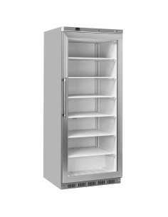 Armoire congélateur, porte vitrée, statique, 600 litres - Acier inox