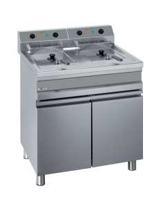 Friteuse électrique 2 cuves de 14 litres sur armoire