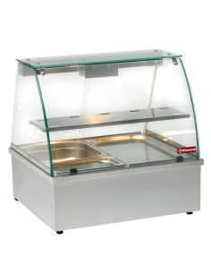 Vitrine chauffante, bain-marie 2x GN 1/1, panoramique