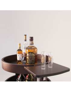 Chariot rond pour bouteilles, 3 niveaux bois "wengé" 2