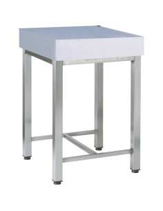 Billot a viande en polyéthylène, sur pieds inox 500x700