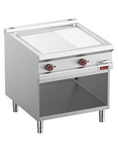 Plaque cuisson 2/3 lisse & 1/3 rain. élec. chromée mod.1/1, armoire ouv.