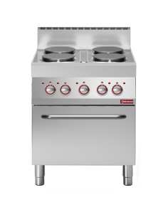 Fourneau 4 plaques électriques rondes, four GN 1/1 à convection