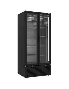 Vitrine ventilée positive 804 litres, 2 portes battantes, NOIRE