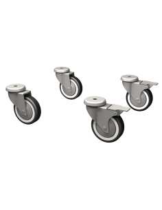 Kit 4 roues pivotantes "galvanisées", cellules, 2 avec freins 